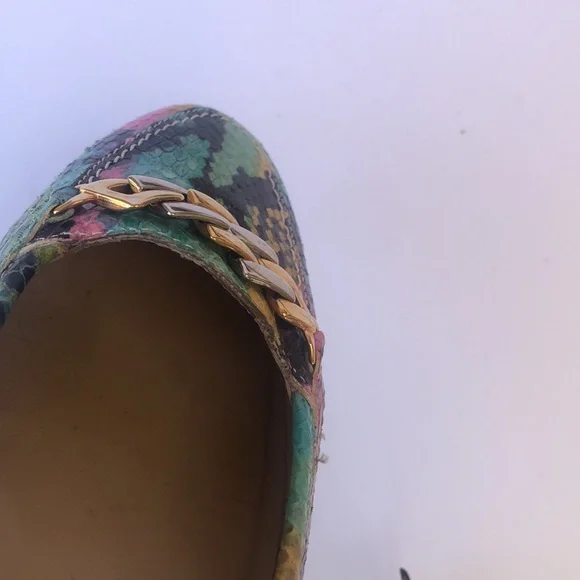 Amalfi Multicolor Snake Print Loafers with Gold Accent - Picture 13 of 16